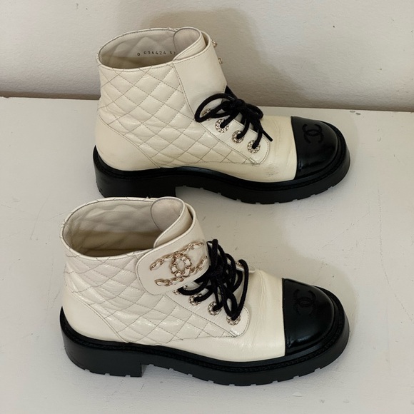 Chanel Combat Boots Sz 37 - Picture 1 of 15